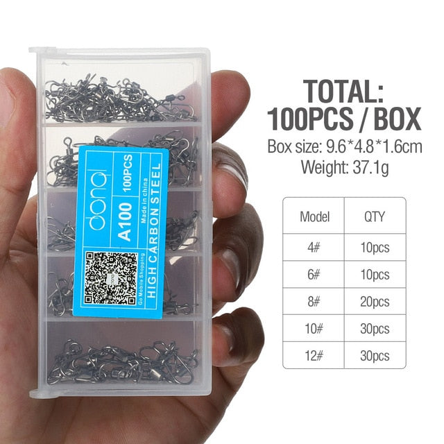 100pcs Fishing Set with Connector Swivels and Interlock Pin Snap