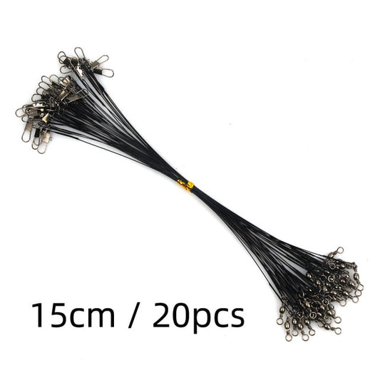 20pc Lot Steel Wire Leader with Swivel Anti-bite Fishing Line
