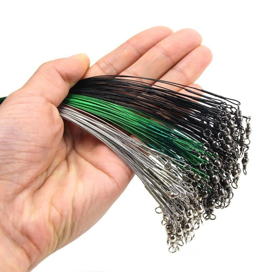 20pc Lot Steel Wire Leader with Swivel Anti-bite Fishing Line