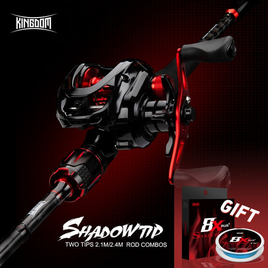 SHADOW-TIP Baitcasting Rod Combo Fishing Carbon Fiber Rod Bait Casting reel Set