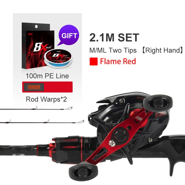 SHADOW-TIP Baitcasting Rod Combo Fishing Carbon Fiber Rod Bait Casting reel Set