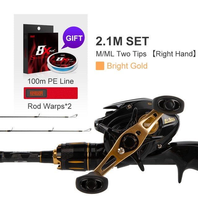 SHADOW-TIP Baitcasting Rod Combo Fishing Carbon Fiber Rod Bait Casting reel Set