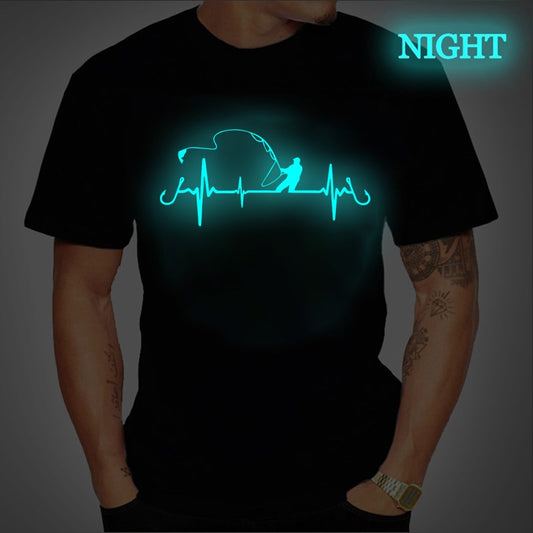 Luminous Graphic Fishing Unisex T Shirt Heartbeat